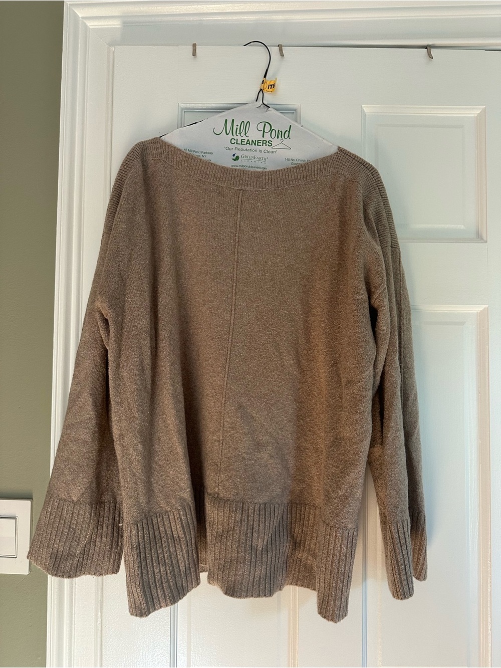 LOFT Taupe Scoop-Neck Pullover Sweater